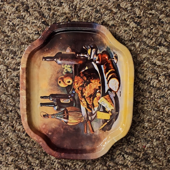 3 Small Vintage Decorative Snack Tin Trays - Picture 2 of 10